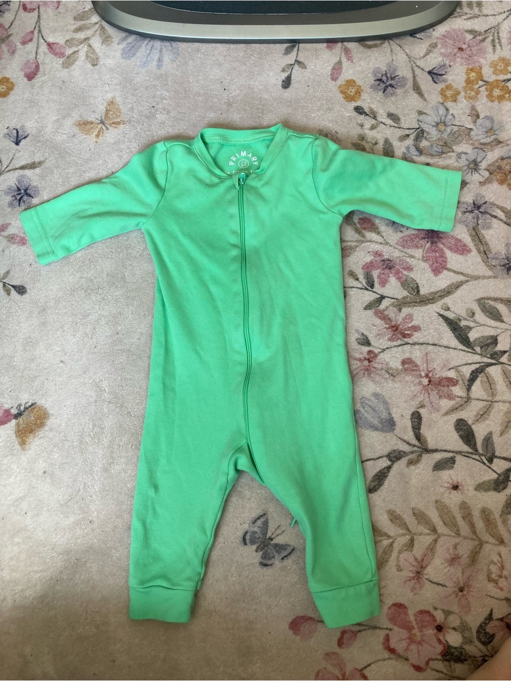 Primary Green Zip-Front Baby One-Piece